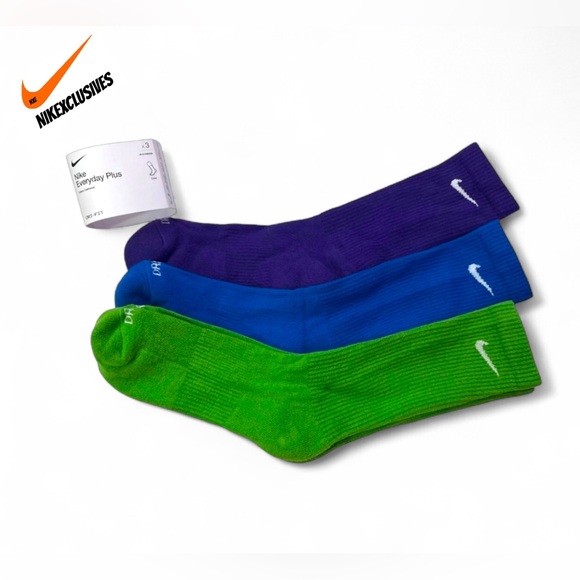 Nike Dri-fit Everyday plus cushioned crew socks 3-pack multicolor - Picture 1 of 11